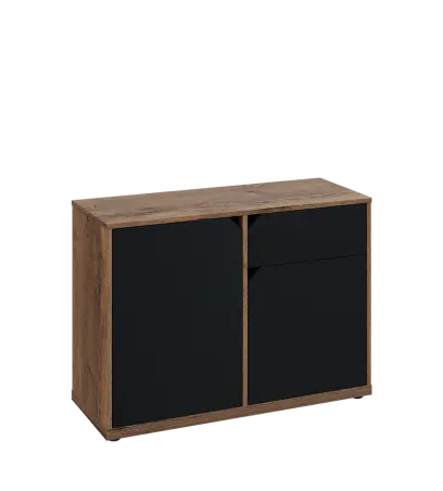 KU2-10DZ P skříňka nízká 2-dvéřová, zásuvka, 740x1022x400 mm, provedení pravé, dub halifax cínový/černá