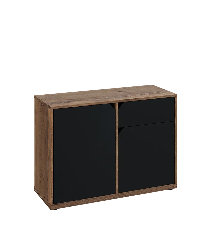 KU2-10DZ P skříňka nízká 2-dvéřová, zásuvka, 740x1022x400 mm, provedení pravé, dub halifax cínový/černá