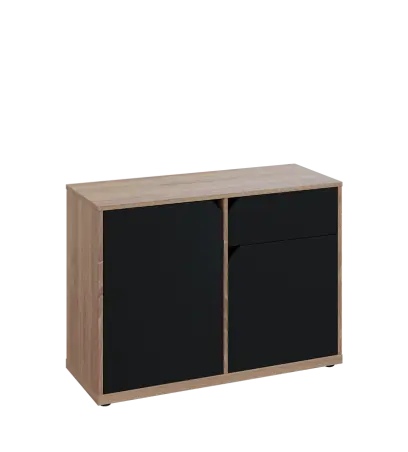 KU2-10DZ P skříňka nízká 2-dvéřová, zásuvka, 740x1022x400 mm, provedení pravé, dub bardolino/černá