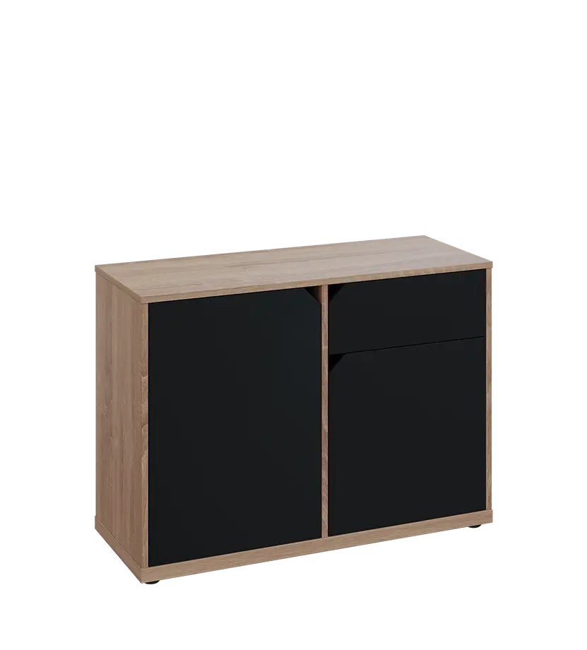 KU2-10DZ P skříňka nízká 2-dvéřová, zásuvka, 740x1022x400 mm, provedení pravé, dub bardolino/černá