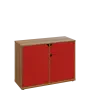 KU2-10DZ P skříňka nízká 2-dvéřová, zásuvka, 740x1022x400 mm, provedení pravé, ořech světlý/červená