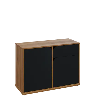 KU2-10DZ P skříňka nízká 2-dvéřová, zásuvka, 740x1022x400 mm, provedení pravé, ořech světlý/černá