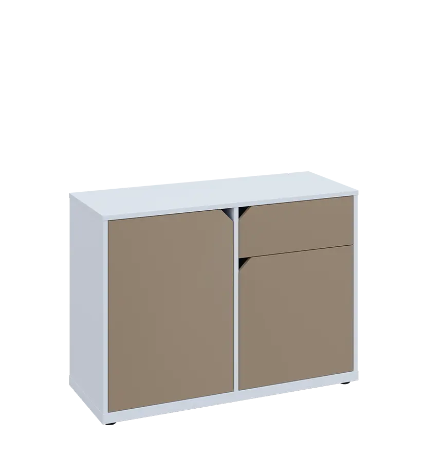 KU2-10DZ P skříňka nízká 2-dvéřová, zásuvka, 740x1022x400 mm, provedení pravé, bílá sněžná/latte