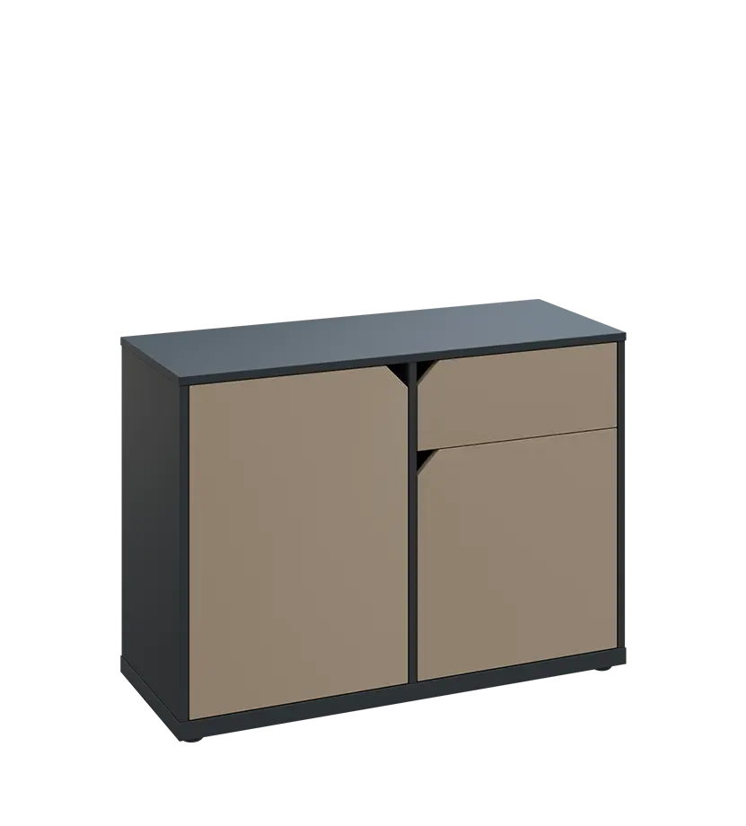 KU2-10DZ P skříňka nízká 2-dvéřová, zásuvka, 740x1022x400 mm, provedení pravé, antracit/latte