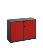 KU2-10DZ P skříňka nízká 2-dvéřová, zásuvka, 740x1022x400 mm, provedení pravé, antracit/červená