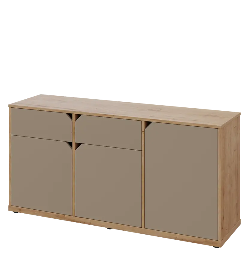 KU2-15DZ L skříňka nízká 2-dvéřová, zásuvky, 740x1522x400 mm, provedení levé, dub lite/latte