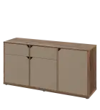 KU2-15DZ L skříňka nízká 2-dvéřová, zásuvky, 740x1522x400 mm, provedení levé, dub halifax cínový/lat