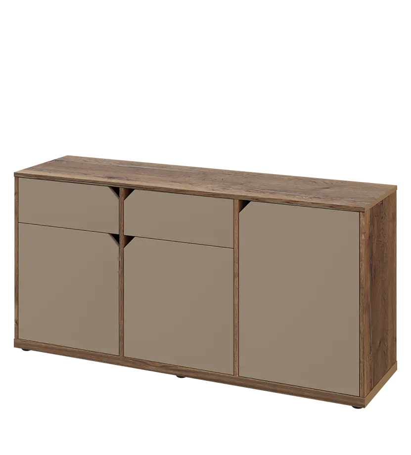 KU2-15DZ L skříňka nízká 2-dvéřová, zásuvky, 740x1522x400 mm, provedení levé, dub halifax cínový/latte