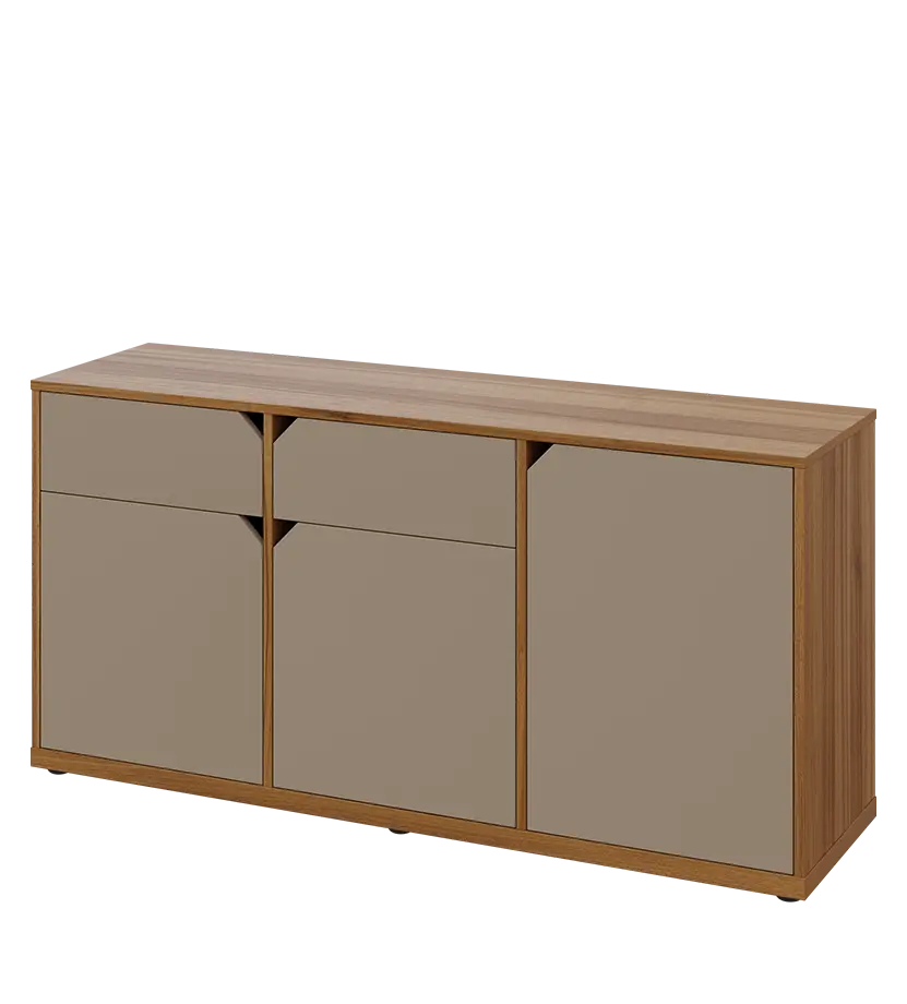 KU2-15DZ L skříňka nízká 2-dvéřová, zásuvky, 740x1522x400 mm, provedení levé, ořech světlý/latte