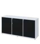 KU2-15DZ L skříňka nízká 2-dvéřová, zásuvky, 740x1522x400 mm, provedení levé, bílá sněžná/černá