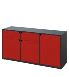 KU2-15DZ L skříňka nízká 2-dvéřová, zásuvky, 740x1522x400 mm, provedení levé, antracit/červená