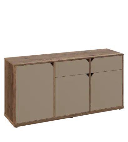 KU2-15DZ P skříňka nízká 2-dvéřová, zásuvky, 740x1522x400 mm, provedení pravé, dub halifax cínový/latte