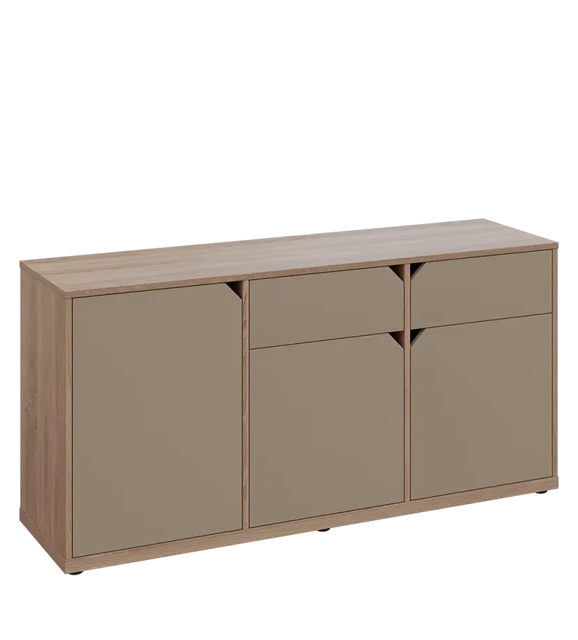 KU2-15DZ P skříňka nízká 2-dvéřová, zásuvky, 740x1522x400 mm, provedení pravé, dub bardolino/latte