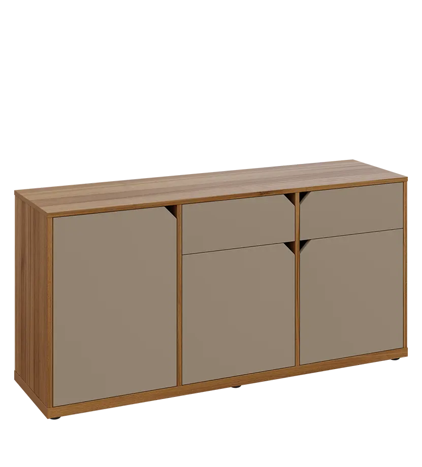 KU2-15DZ P skříňka nízká 2-dvéřová, zásuvky, 740x1522x400 mm, provedení pravé, ořech světlý/latte