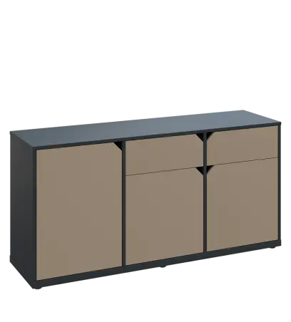 KU2-15DZ P skříňka nízká 2-dvéřová, zásuvky, 740x1522x400 mm, provedení pravé, antracit/latte