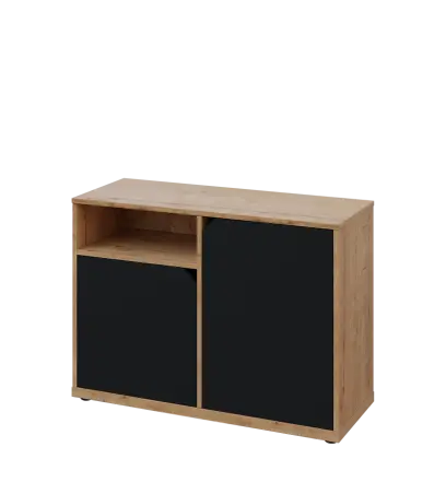 KU2-10DN L skříňka nízká 2-dvéřová, nika, 740x1022x400 mm, provedení levé, dub lite/černá