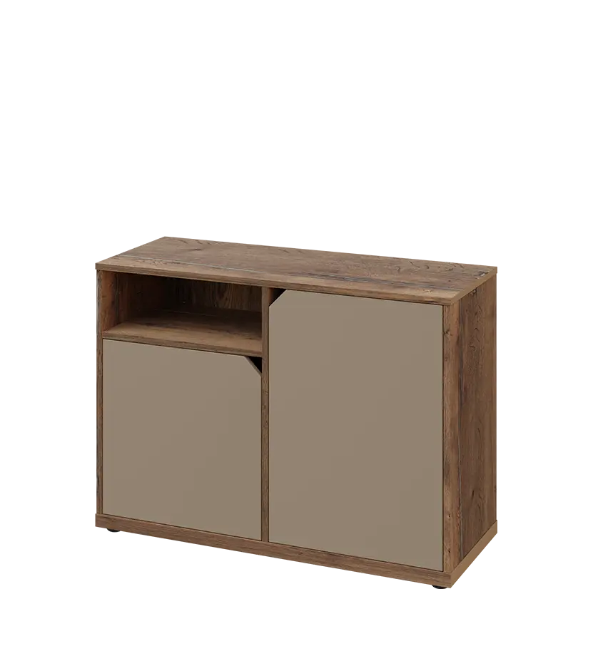 KU2-10DN L skříňka nízká 2-dvéřová, nika, 740x1022x400 mm, provedení levé, dub halifax cínový/latte