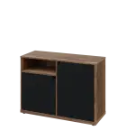 KU2-10DN L skříňka nízká 2-dvéřová, nika, 740x1022x400 mm, provedení levé, dub halifax cínový/černá