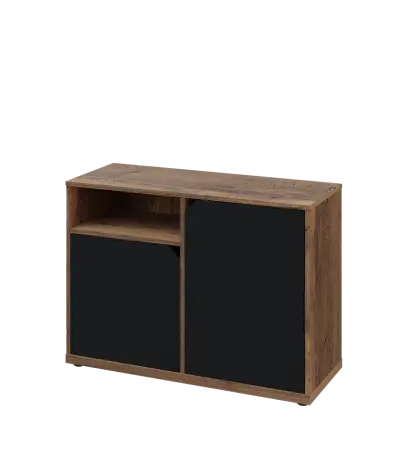 KU2-10DN L skříňka nízká 2-dvéřová, nika, 740x1022x400 mm, provedení levé, dub halifax cínový/černá