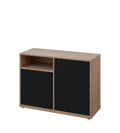 KU2-10DN L skříňka nízká 2-dvéřová, nika, 740x1022x400 mm, provedení levé, dub bardolino/černá