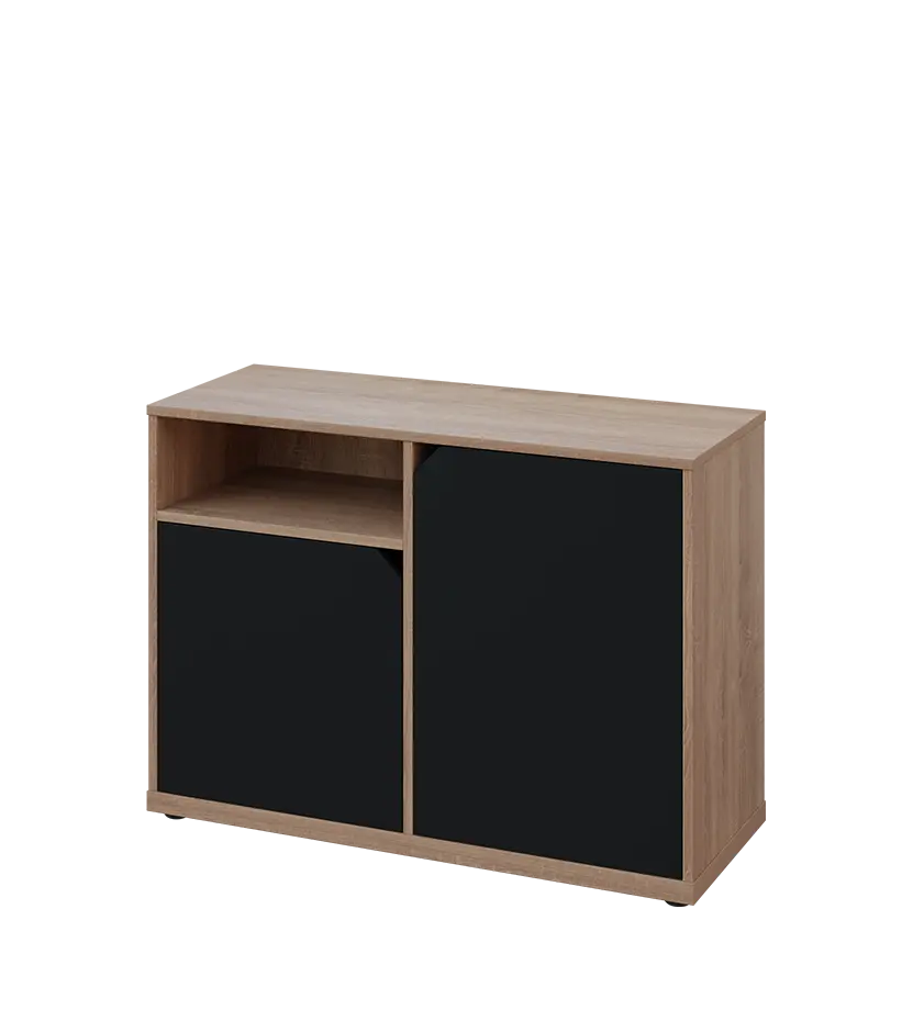 KU2-10DN L skříňka nízká 2-dvéřová, nika, 740x1022x400 mm, provedení levé, dub bardolino/černá