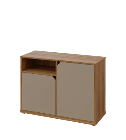 KU2-10DN L skříňka nízká 2-dvéřová, nika, 740x1022x400 mm, provedení levé, ořech světlý/latte