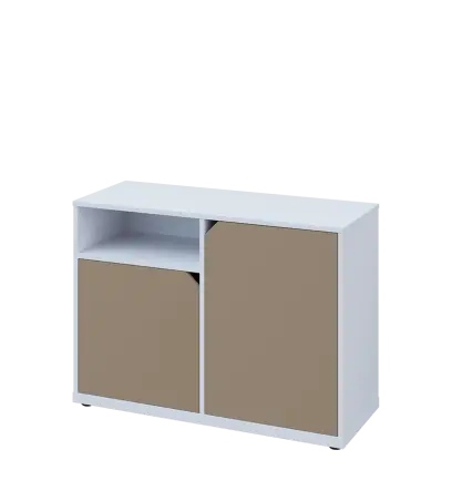 KU2-10DN L skříňka nízká 2-dvéřová, nika, 740x1022x400 mm, provedení levé, bílá sněžná/latte