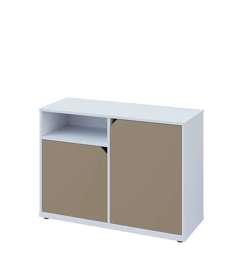 KU2-10DN L skříňka nízká 2-dvéřová, nika, 740x1022x400 mm, provedení levé, bílá sněžná/latte