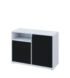 KU2-10DN L skříňka nízká 2-dvéřová, nika, 740x1022x400 mm, provedení levé, bílá sněžná/černá