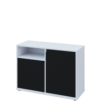 KU2-10DN L skříňka nízká 2-dvéřová, nika, 740x1022x400 mm, provedení levé, bílá sněžná/černá