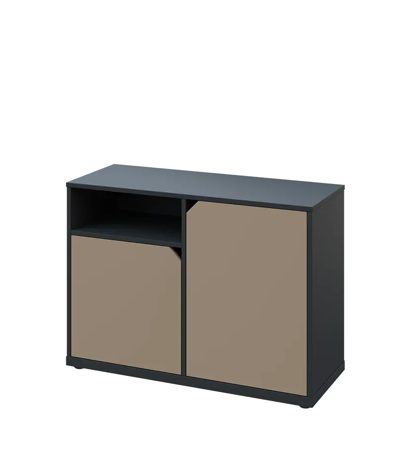 KU2-10DN L skříňka nízká 2-dvéřová, nika, 740x1022x400 mm, provedení levé, antracit/latte