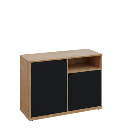 KU2-10DN P skříňka nízká 2-dvéřová, nika, 740x1022x400 mm, provedení pravé, dub lite/černá