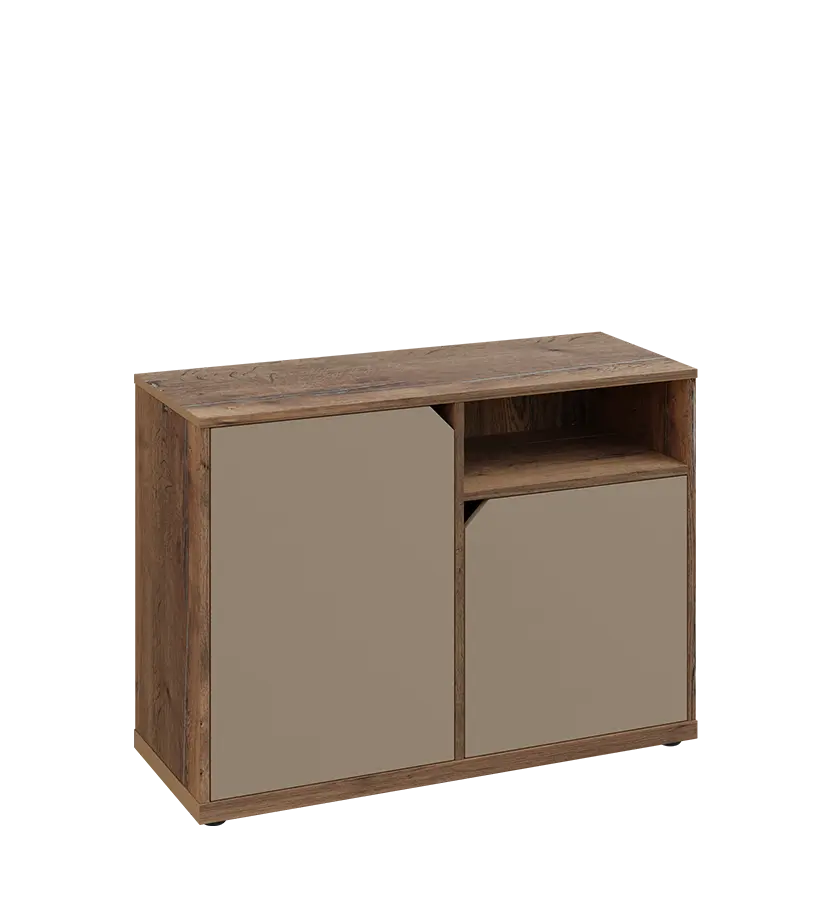 KU2-10DN P skříňka nízká 2-dvéřová, nika, 740x1022x400 mm, provedení pravé, dub halifax cínový/latte