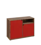 KU2-10DN P skříňka nízká 2-dvéřová, nika, 740x1022x400 mm, provedení pravé, dub halifax cínový/červe