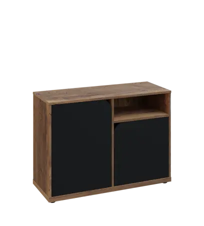 KU2-10DN P skříňka nízká 2-dvéřová, nika, 740x1022x400 mm, provedení pravé, dub halifax cínový/černá