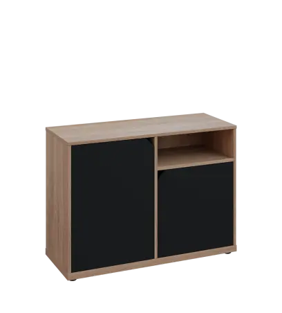 KU2-10DN P skříňka nízká 2-dvéřová, nika, 740x1022x400 mm, provedení pravé, dub bardolino/černá