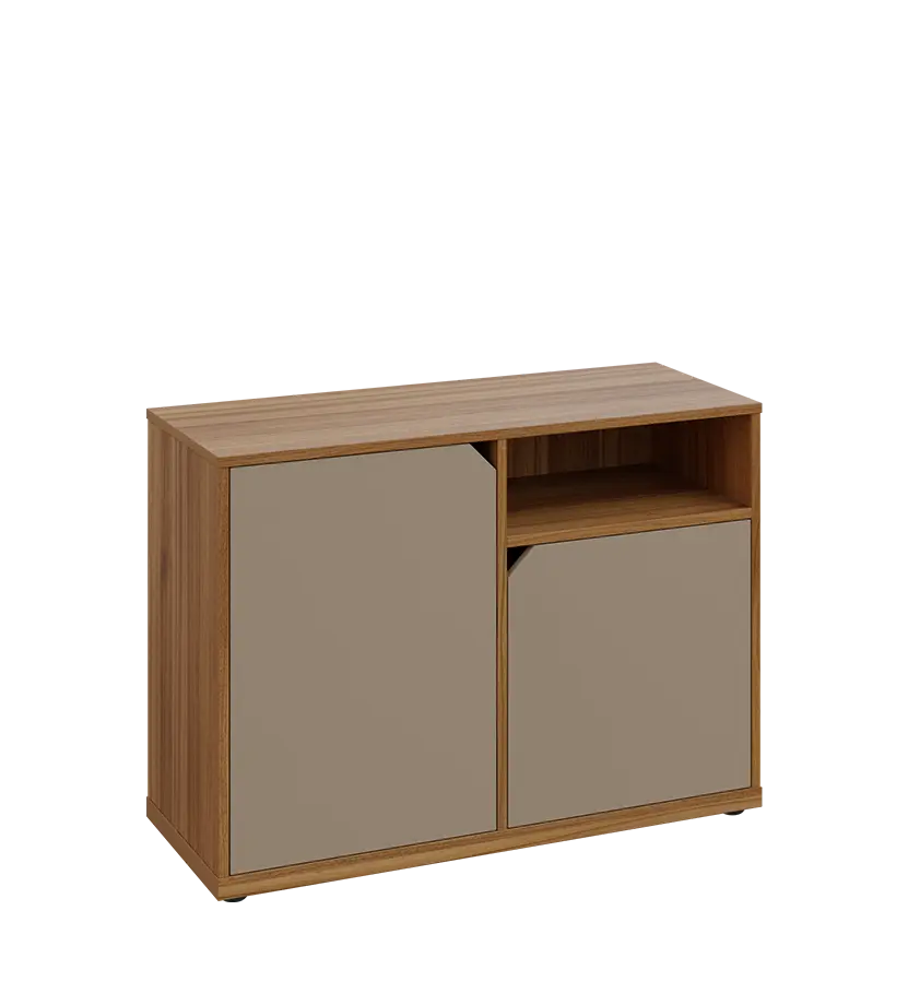 KU2-10DN P skříňka nízká 2-dvéřová, nika, 740x1022x400 mm, provedení pravé, ořech světlý/latte