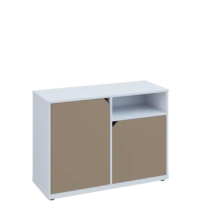 KU2-10DN P skříňka nízká 2-dvéřová, nika, 740x1022x400 mm, provedení pravé, bílá sněžná/latte