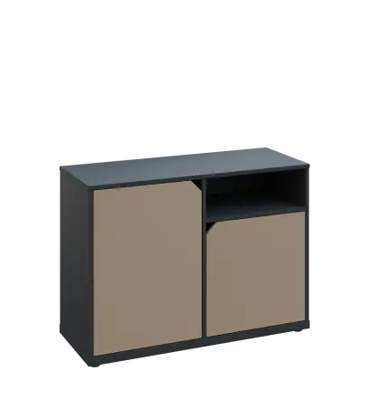 KU2-10DN P skříňka nízká 2-dvéřová, nika, 740x1022x400 mm, provedení pravé, antracit/latte