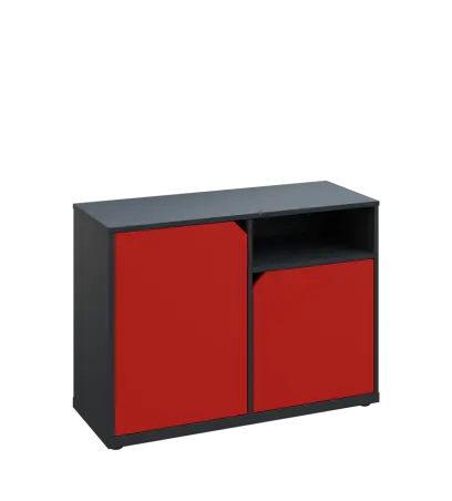 KU2-10DN P skříňka nízká 2-dvéřová, nika, 740x1022x400 mm, provedení pravé, antracit/červená