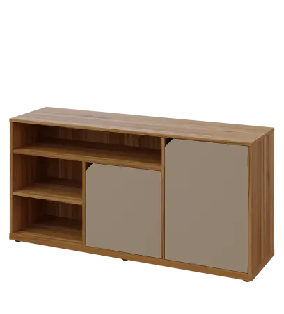 KU2-15DN3 L skříňka nízka 2-dvéřová, niky, 740x1522x400 mm, provedení levé, ořech světlý/latte