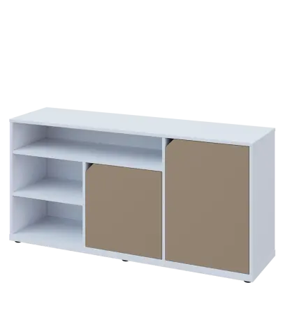 KU2-15DN3 L skříňka nízka 2-dvéřová, niky, 740x1522x400 mm, provedení levé, bílá sněžná/latte