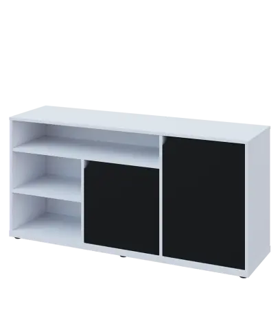 KU2-15DN3 L skříňka nízka 2-dvéřová, niky, 740x1522x400 mm, provedení levé, bílá sněžná/černá