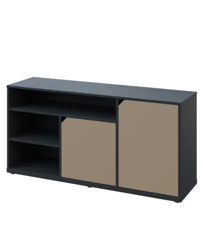 KU2-15DN3 L skříňka nízka 2-dvéřová, niky, 740x1522x400 mm, provedení levé, antracit/latte