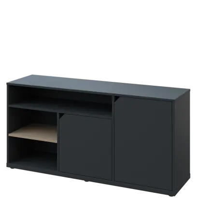 KU2-15DN3 L skříňka nízka 2-dvéřová, niky, 740x1522x400 mm, provedení levé, korpus a dvířka antracit/police latte