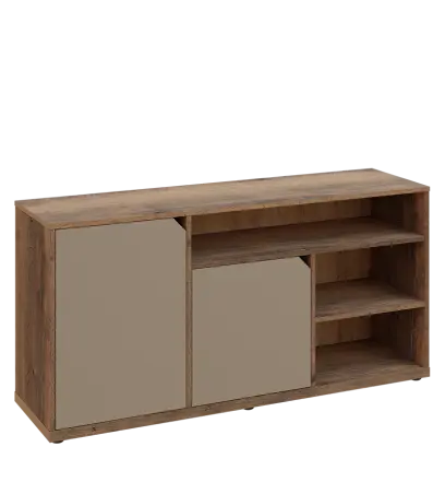 KU2-15DN3 P skříňka nízka 2-dvéřová, niky, 740x1522x400 mm, provedení pravé, dub halifax cínový/latte