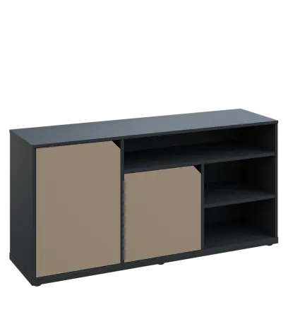 KU2-15DN3 P skříňka nízka 2-dvéřová, niky, 740x1522x400 mm, provedení pravé, antracit/latte