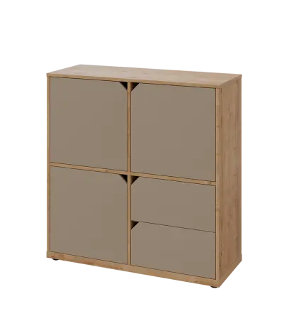 KU3-10DZ2 L skříňka 3-dvéřová, zásuvky, 1054x1022x400 mm, provedení levé, dub lite/latte