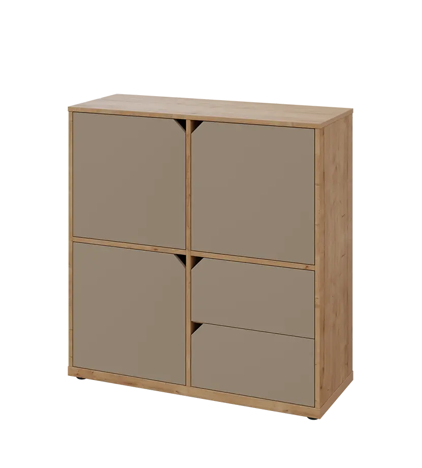 KU3-10DZ2 L skříňka 3-dvéřová, zásuvky, 1054x1022x400 mm, provedení levé, dub lite/latte