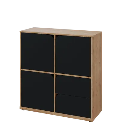 KU3-10DZ2 L skříňka 3-dvéřová, zásuvky, 1054x1022x400 mm, provedení levé, dub lite/černá